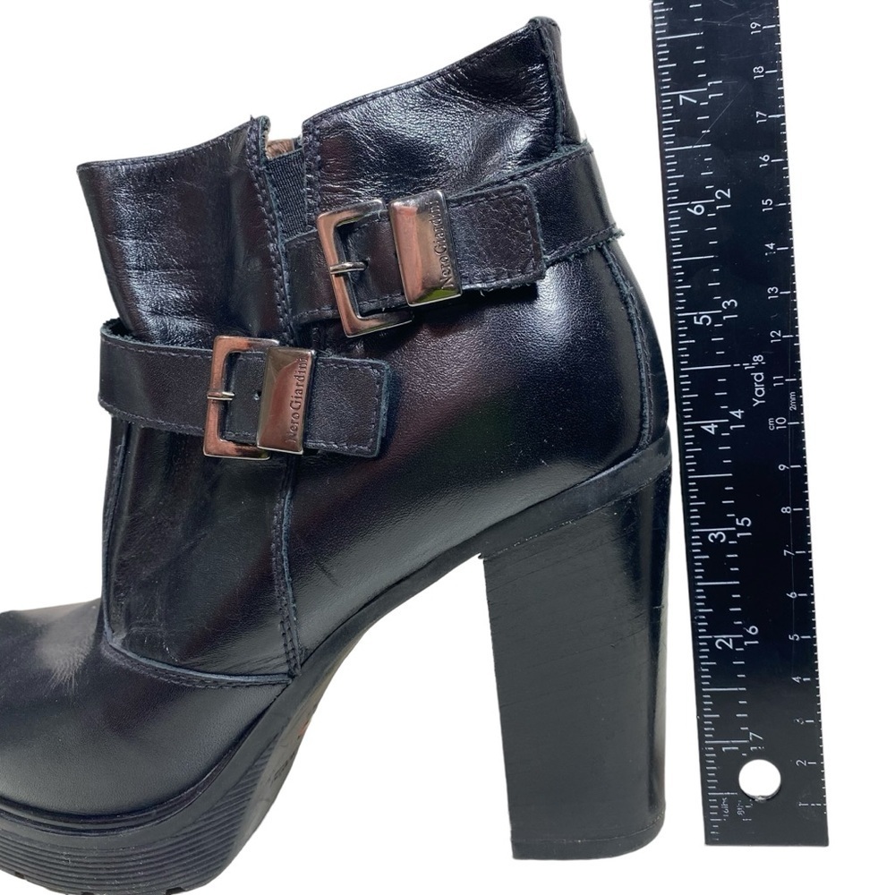 Nero Giardini High Heels Ankle‎ Boots Plateau Black Leather Womens 8.5 US 39 EU - Picture 15 of 16